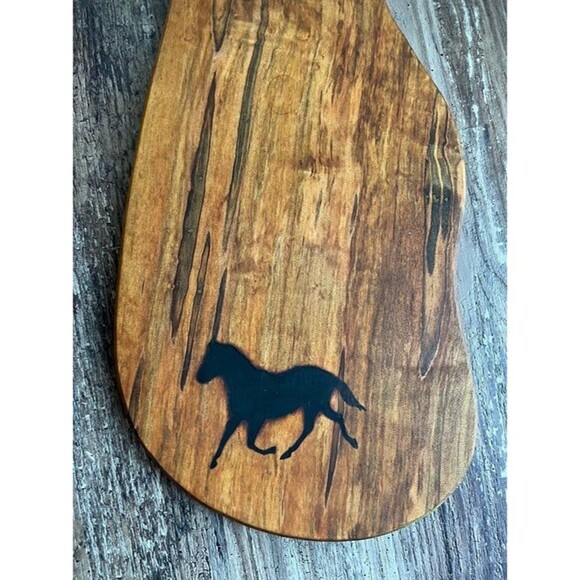 Rustic Horse Theme Olive Wood Charcuterie Board Set, Handmade Cutting Board Set - Picture 2 of 5